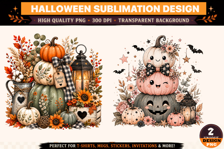 Halloween Pumpkin PNG, Cute Spooky Fall Sublimation Design