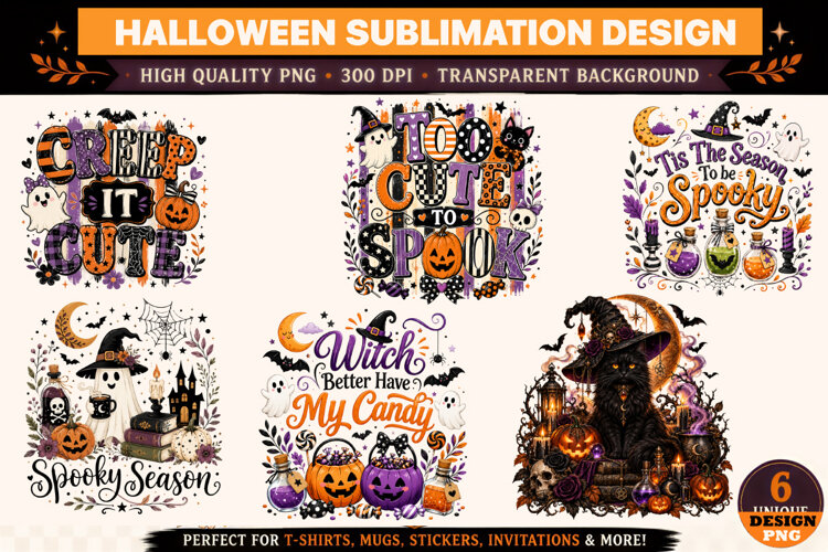 Halloween Clipart PNG Spooky Witch Ghost Design example image 1