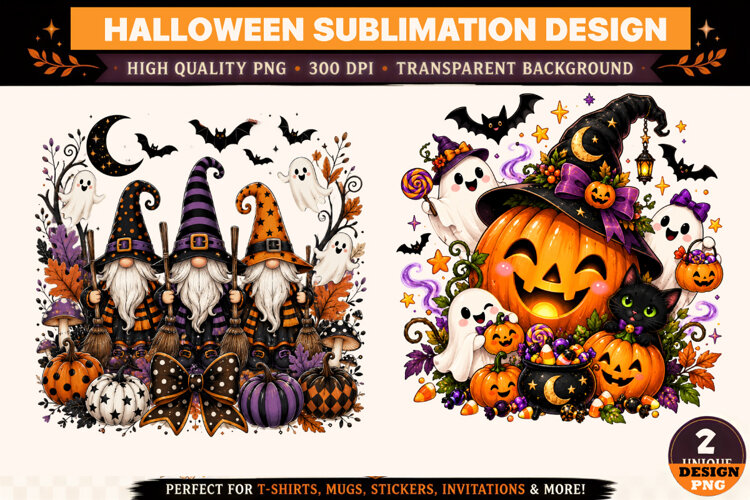 Halloween Clipart PNG Spooky Witch Ghost Design example image 1