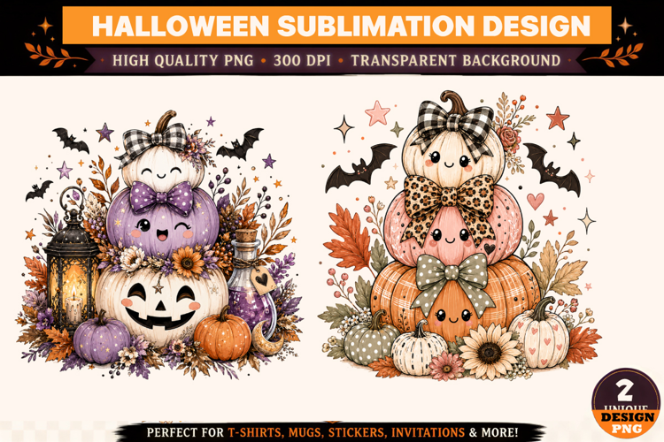 Halloween Pumpkin PNG, Cute Spooky Bow Pumpkin Sublimation