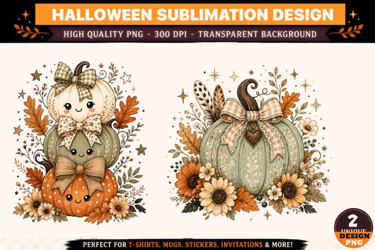 Halloween Pumpkin PNG, Cute Spooky Autumn Sublimation Design