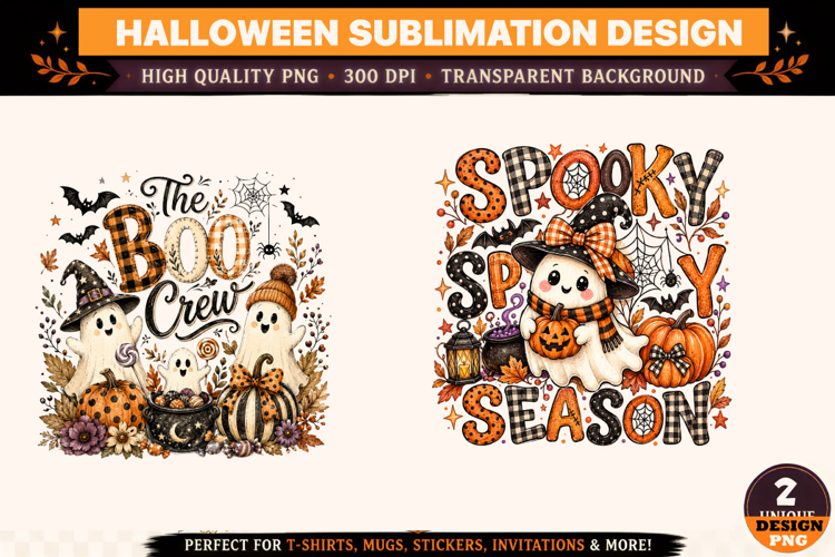 Spooky Season PNG, Boo Crew Cute Ghost Sublimation