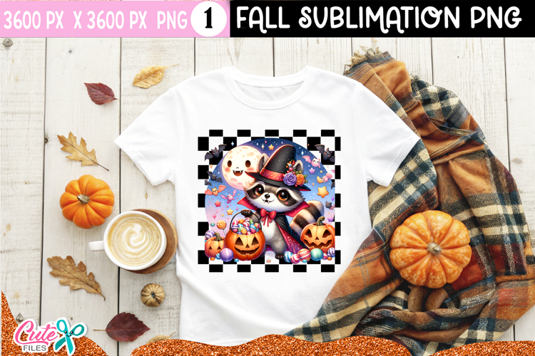 Witch Raccoon PNG | Halloween Sublimation Design