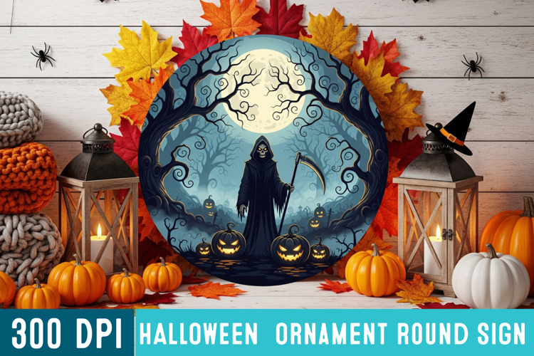 Halloween Round Sign Design PNG Perfect for Spooky Season