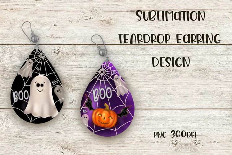 Halloween Pumpkin Earring Sublimation Design | 2 PNG