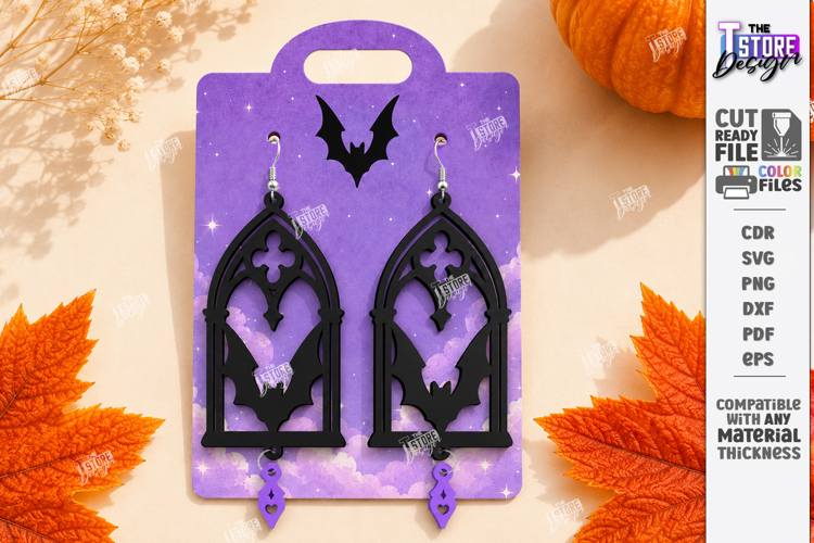 Halloween Earrings Laser Cut | Spooky Dangle Earrings | CNC