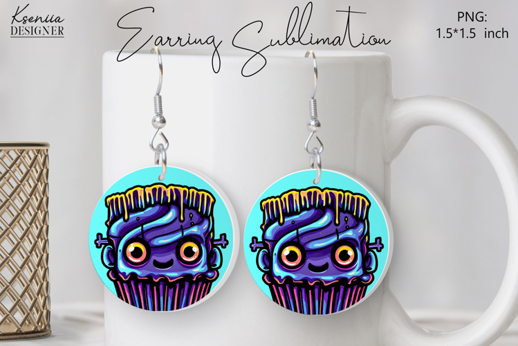 Round Earring Sublimation Design | Halloween Jewelry
