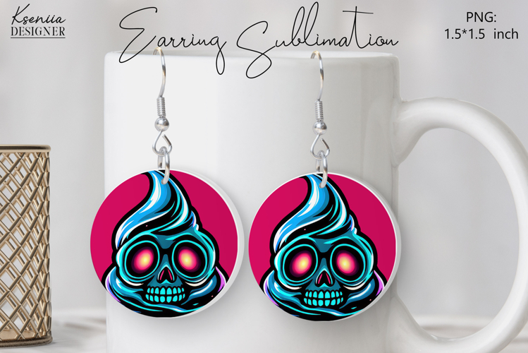 Round Earring Sublimation Design | Halloween Jewelry