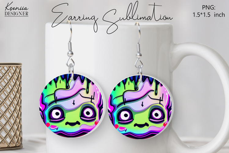 Round Earring Sublimation Design | Halloween Jewelry