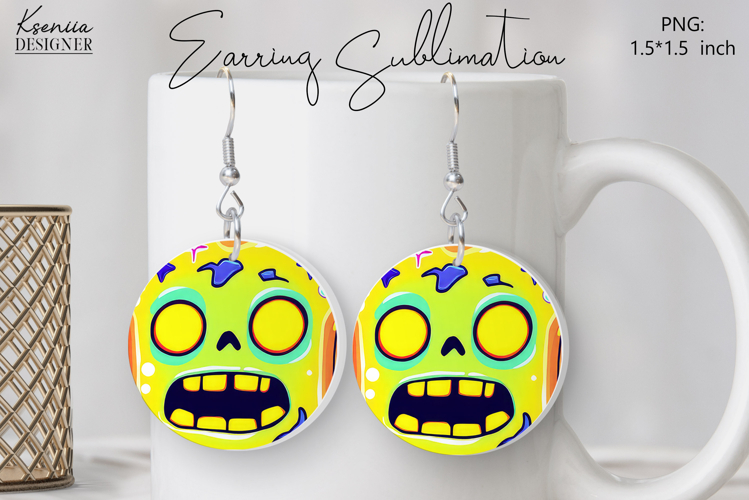 Round Earring Sublimation Design | Halloween Jewelry