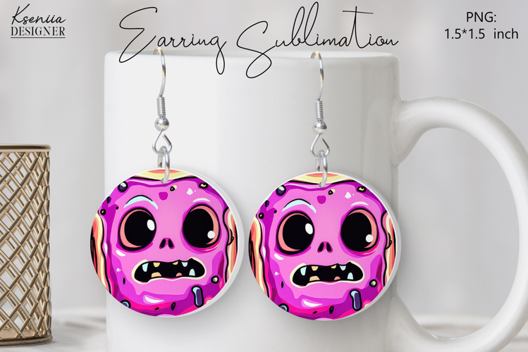 Round Earring Sublimation Design | Halloween Jewelry