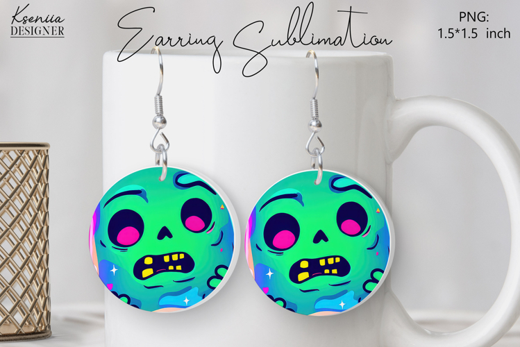 Round Earring Sublimation Design | Halloween Jewelry