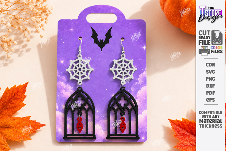 Halloween Earrings Laser Cut | Spooky Dangle Earrings | CNC