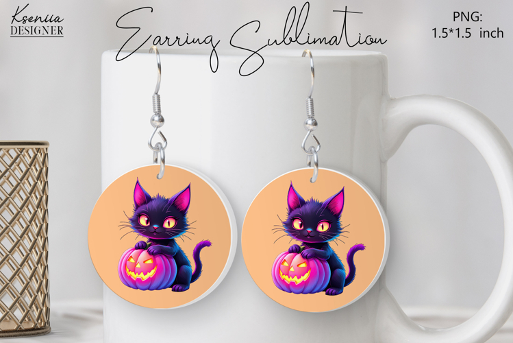 Round Earring Sublimation Design | Halloween Jewelry