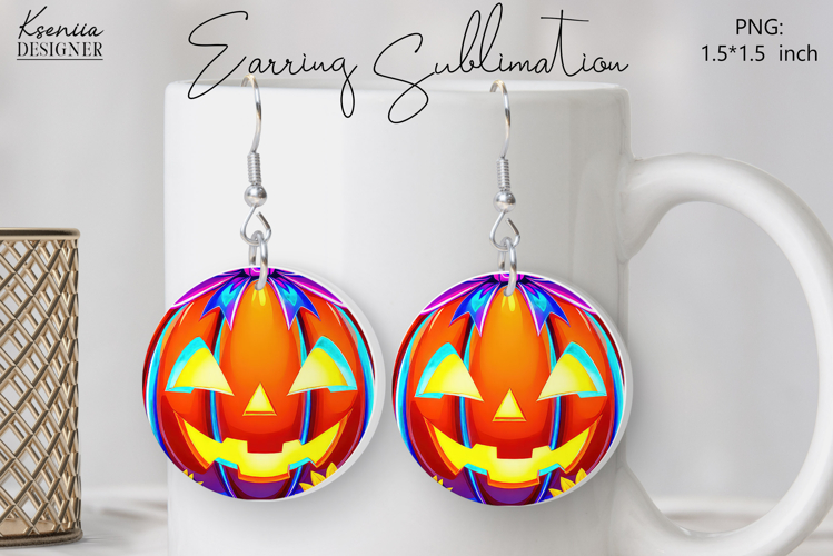 Round Earring Sublimation Design | Halloween Jewelry