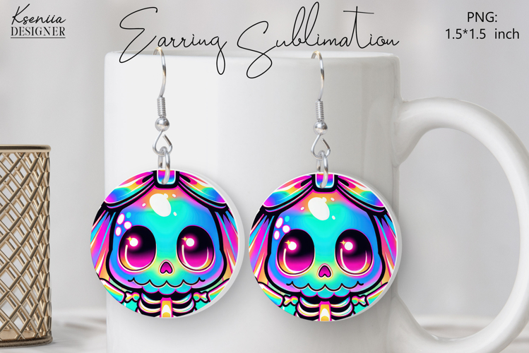 Round Earring Sublimation Design | Halloween Jewelry