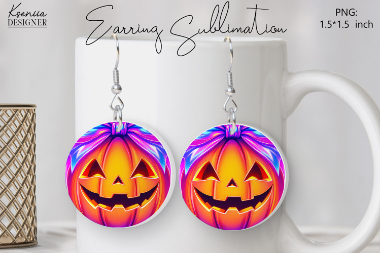 Round Earring Sublimation Design | Halloween Jewelry