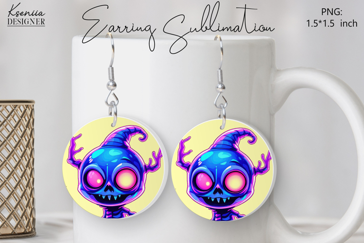Round Earring Sublimation Design | Halloween Jewelry