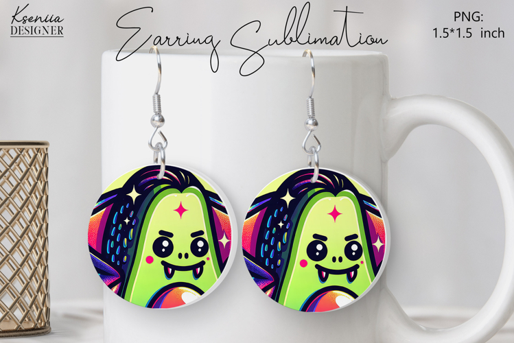 Round Earring Sublimation Design | Halloween Jewelry