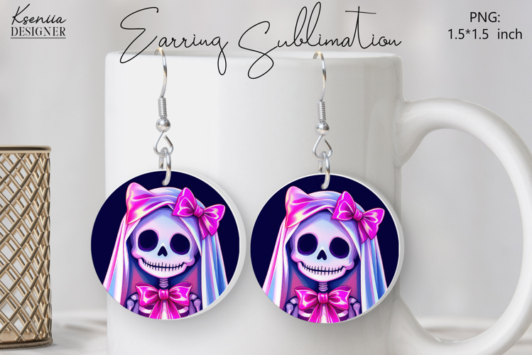 Round Earring Sublimation Design | Halloween Jewelry