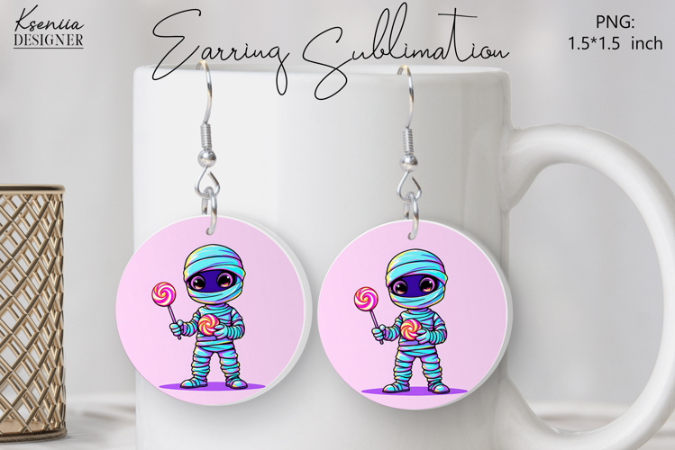 Round Earring Sublimation Design | Halloween Jewelry