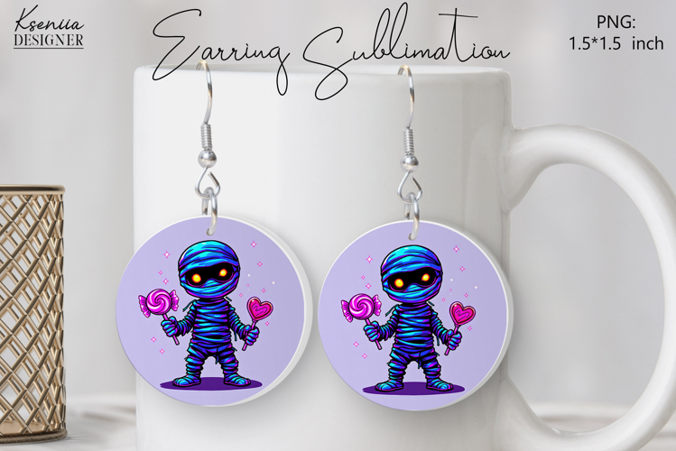 Round Earring Sublimation Design | Halloween Jewelry