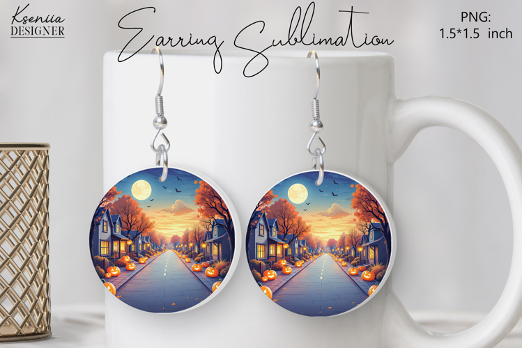 Round Earring Sublimation Design | Halloween Jewelry