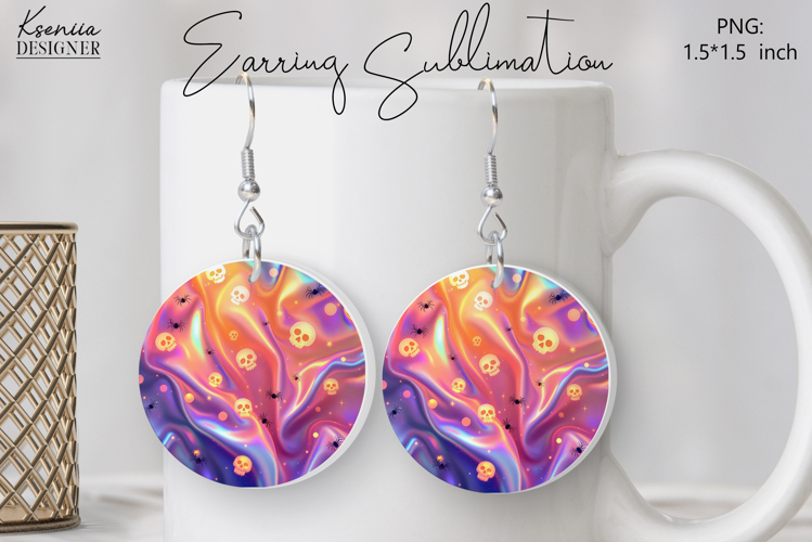 Round Earring Sublimation Design | Halloween Jewelry