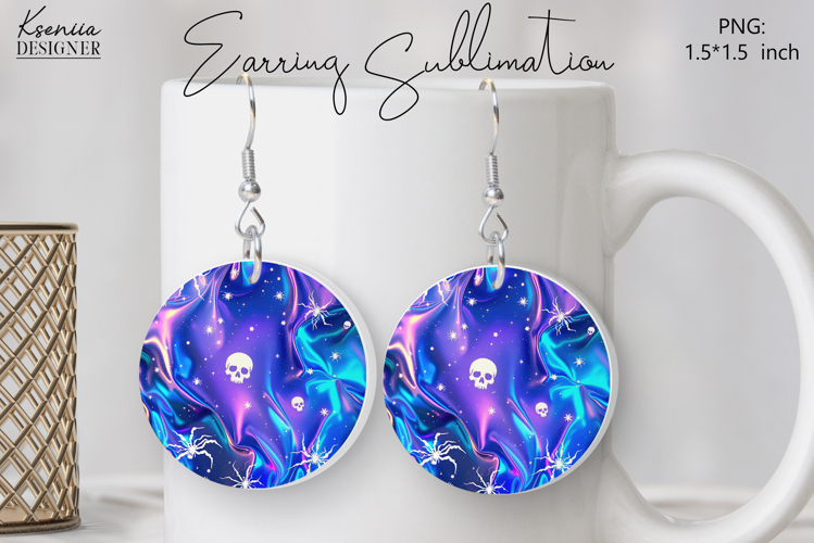 Round Earring Sublimation Design | Halloween Jewelry