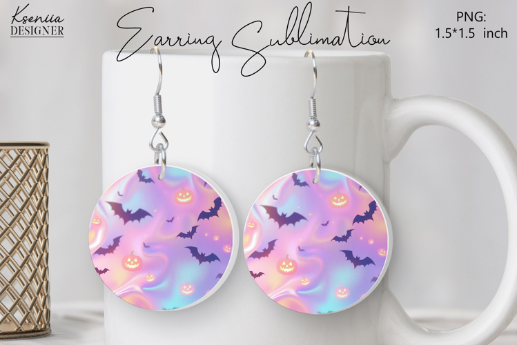 Round Earring Sublimation Design | Halloween Jewelry