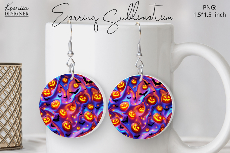 Round Earring Sublimation Design | Halloween Jewelry