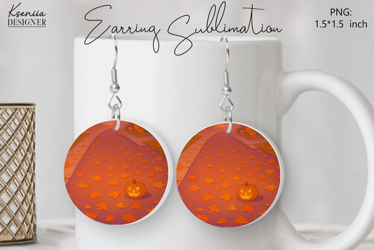 Round Earring Sublimation Design | Halloween Jewelry