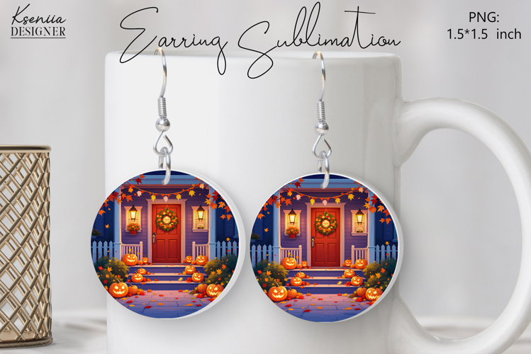 Round Earring Sublimation Design | Halloween Jewelry