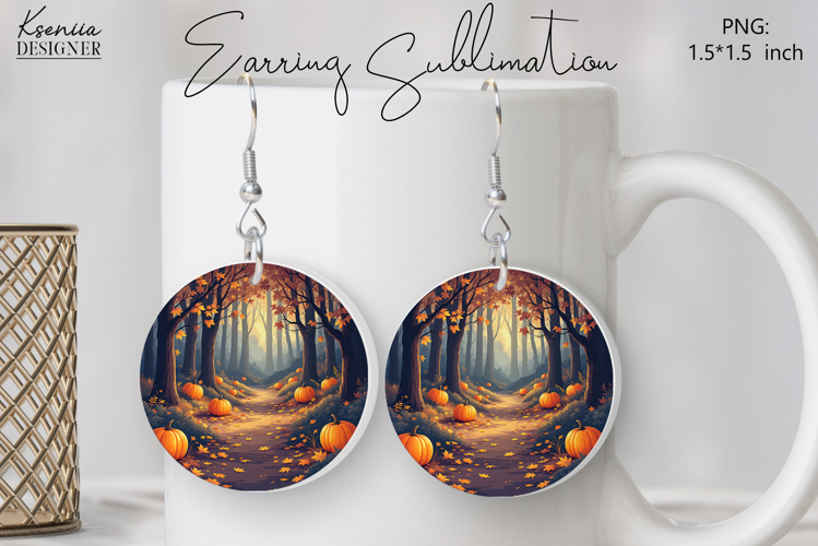 Round Earring Sublimation Design | Halloween Jewelry