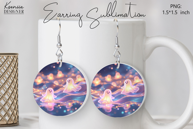 Round Earring Sublimation Design | Halloween Jewelry