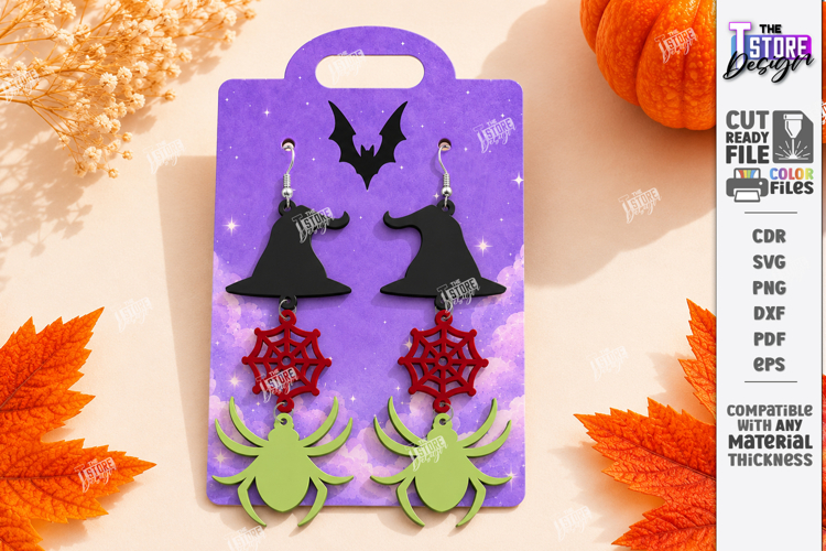 Halloween Earrings Laser Cut | Spooky Dangle Earrings | CNC