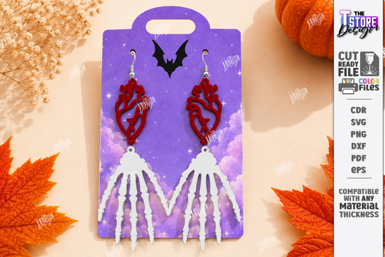 Halloween Earrings Laser Cut | Spooky Dangle Earrings | CNC