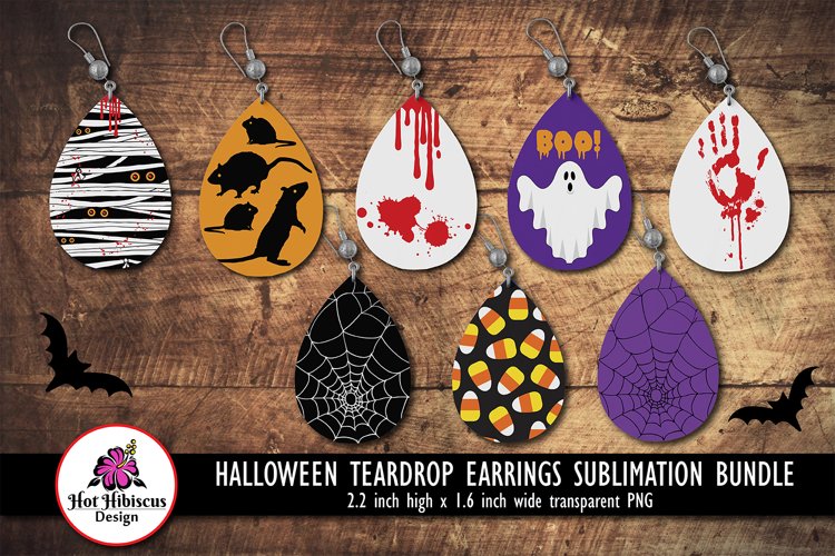 Halloween Teardrop Earrings Halloween Earrings Sublimation