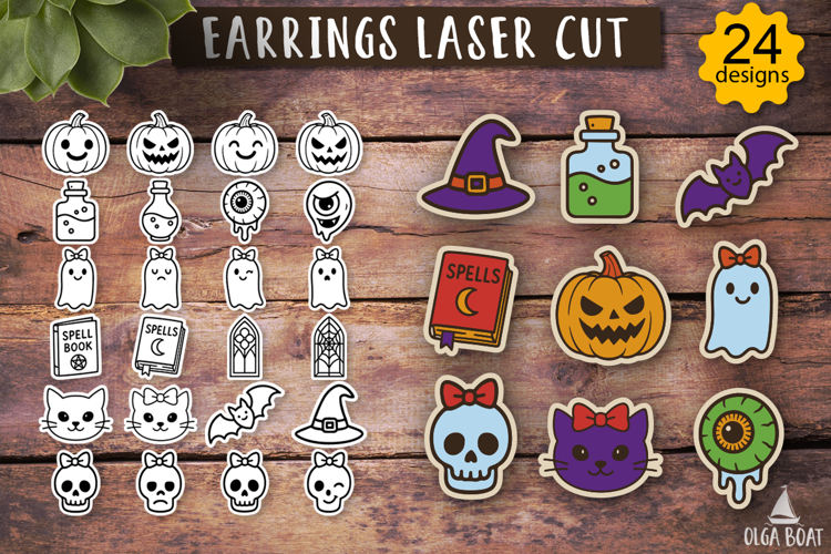 Halloween earrings svg Laser cut Bundle