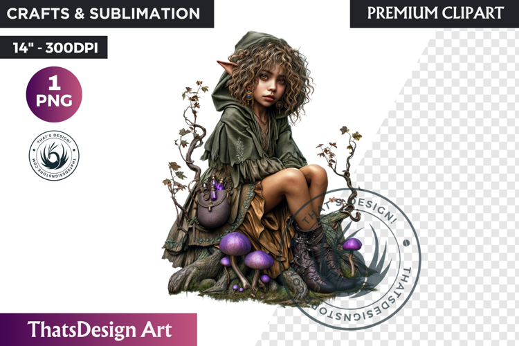Halloween Elf Clipart PNG, Fantasy clipart Witchy elves