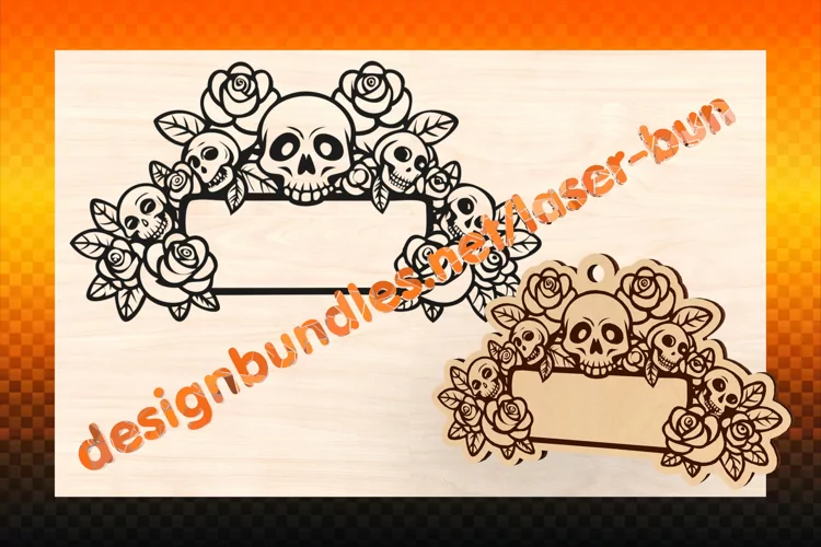 Laser cut and engraving Halloween Sculls tag. SVG PDF AI