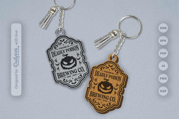 Halloween Engraving Keychain SVG