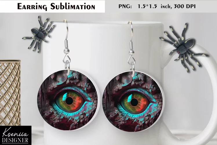 Halloween Zombie Eyes|Spooky Vibes|Round Earring Sublimation
