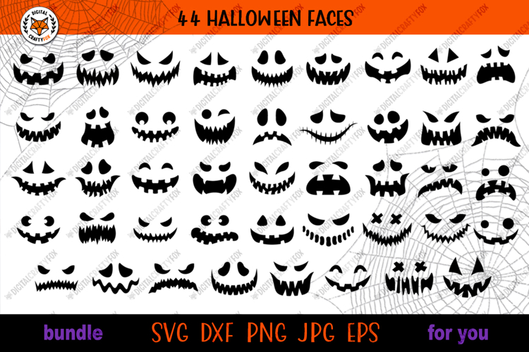 Halloween Face Bundle SVG, Pumpkin Faces Bundle SVG