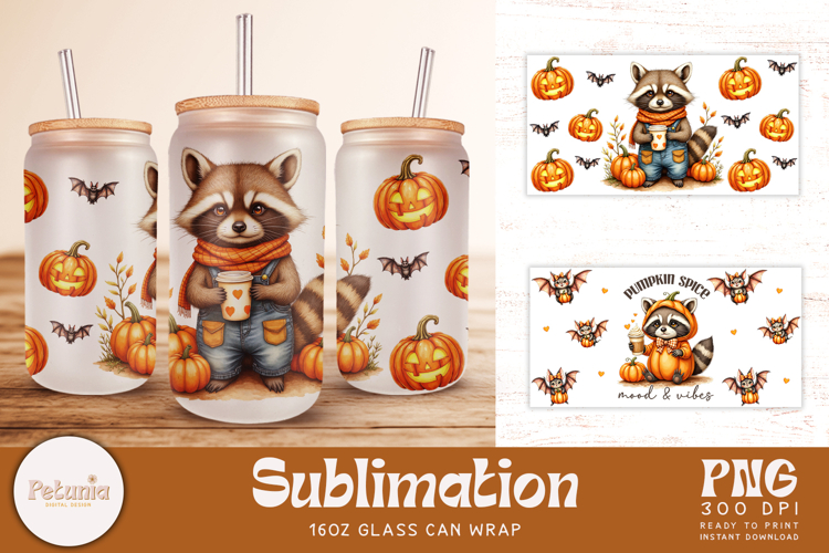 Fall Libbey Glass Can Wrap | 16oz Glass Can Sublimation PNG