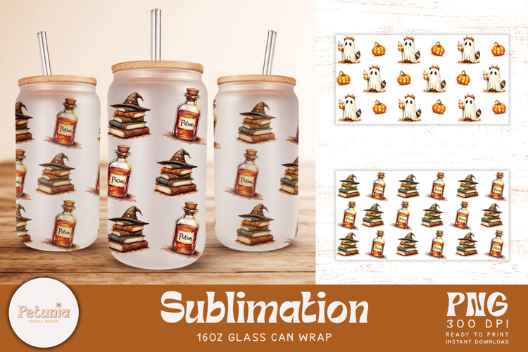 Fall Libbey Glass Can Wrap | 16oz Glass Can Sublimation PNG