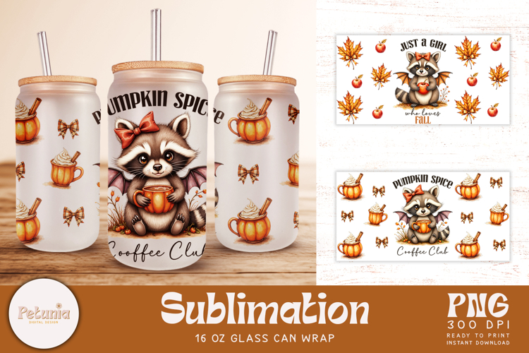 Fall Libbey Glass Can Wrap | 16oz Glass Can Sublimation PNG