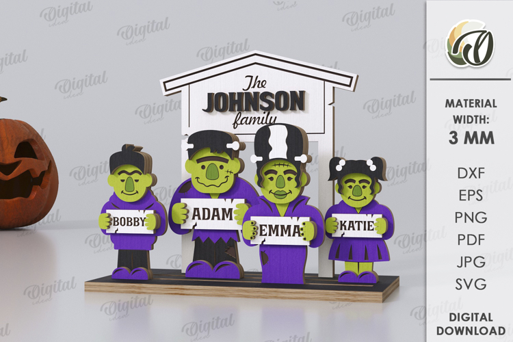 Halloween Family Laser Cut. Halloween Stand Decor SVG