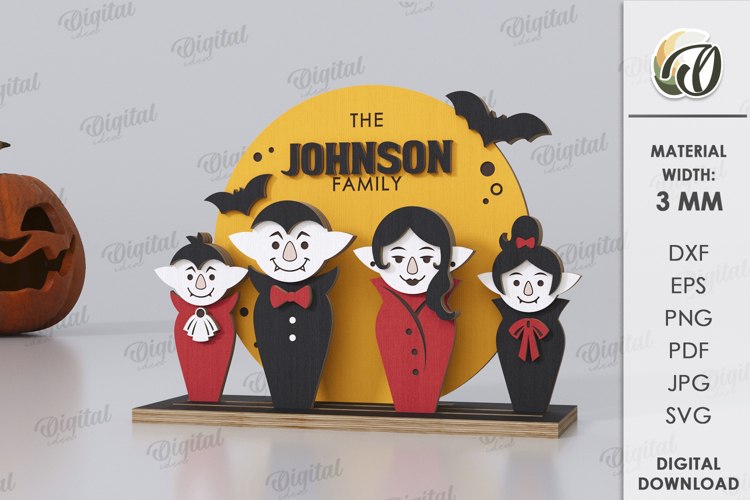 Halloween Family Laser Cut. Halloween Stand Decor SVG