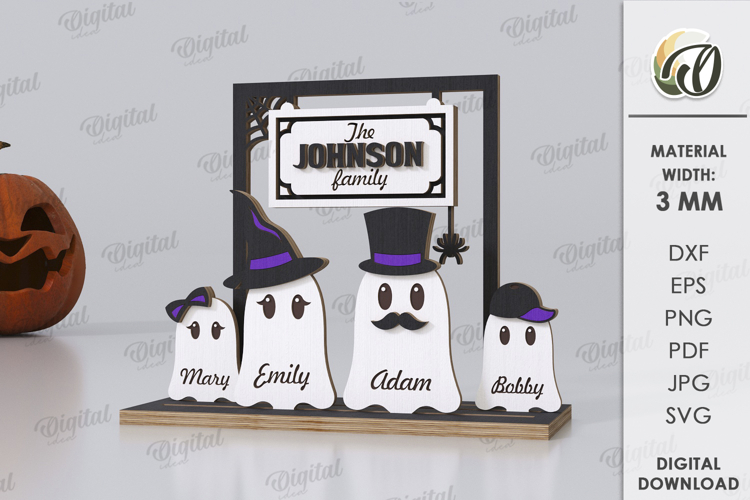 Halloween Family Laser Cut. Halloween Stand Decor SVG